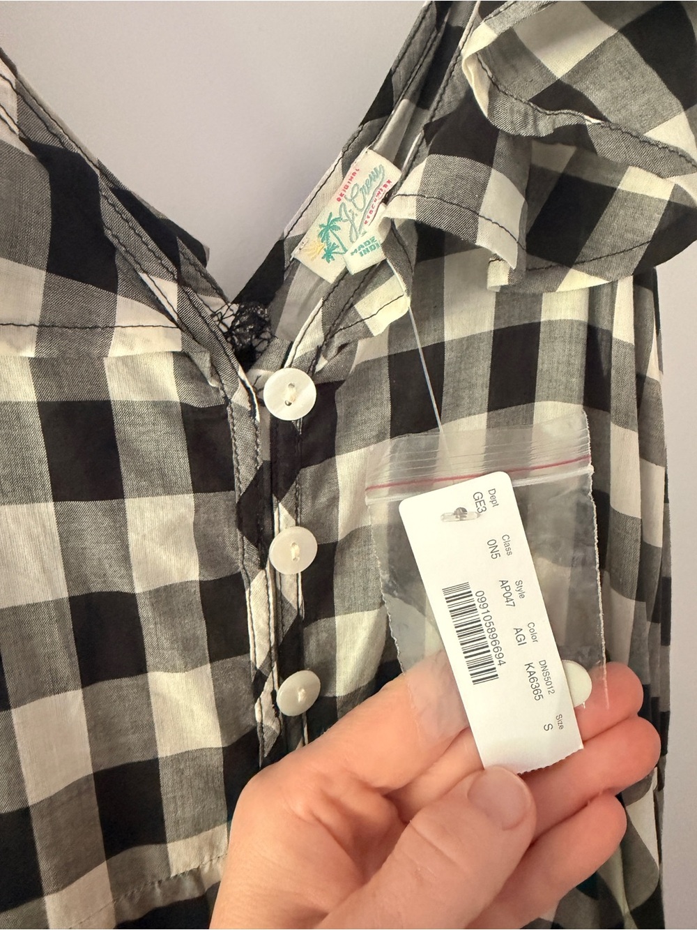 J. Crew Button-up ruffle dress in gingham NWT - Picture 5 of 6